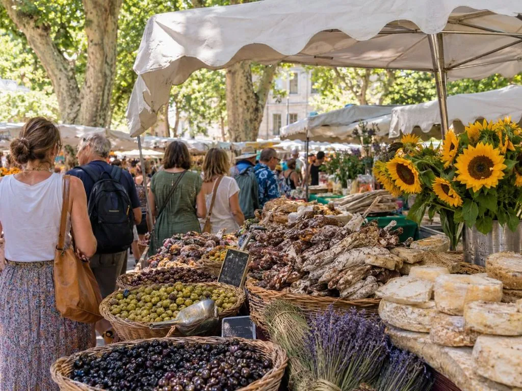 Le marché du samedi sur le boulevard des Lices à Arles, environ 450 étals sur 2,5 km